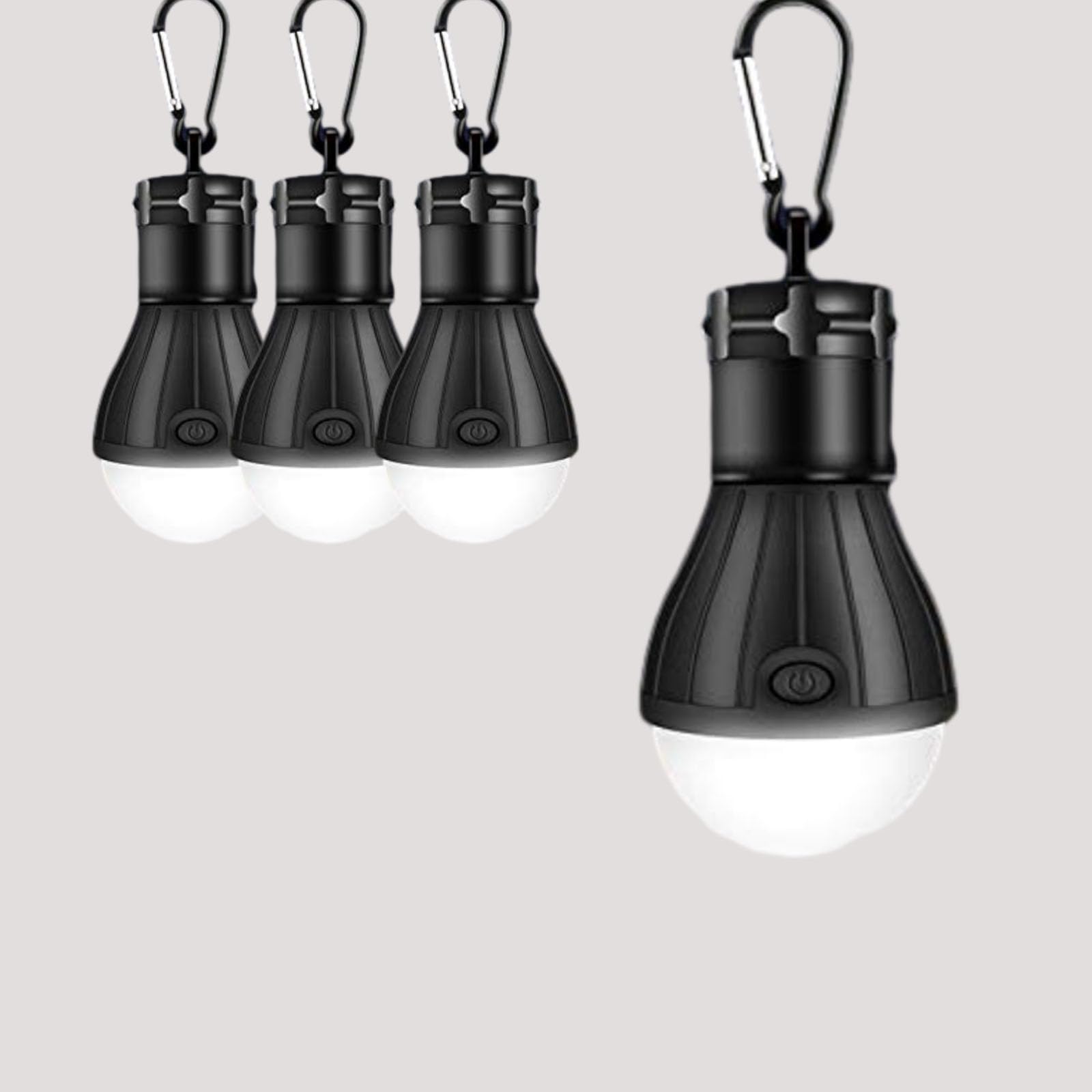 4 Packs LED Camping Lights ,Camping Gear, Camping Tent Lantern Tent Lights Portable Outdoor Waterproof Emergency Light Bulb,Super Bright, for Hiking, Party?Camping, Fishing, Power Failure (Black )