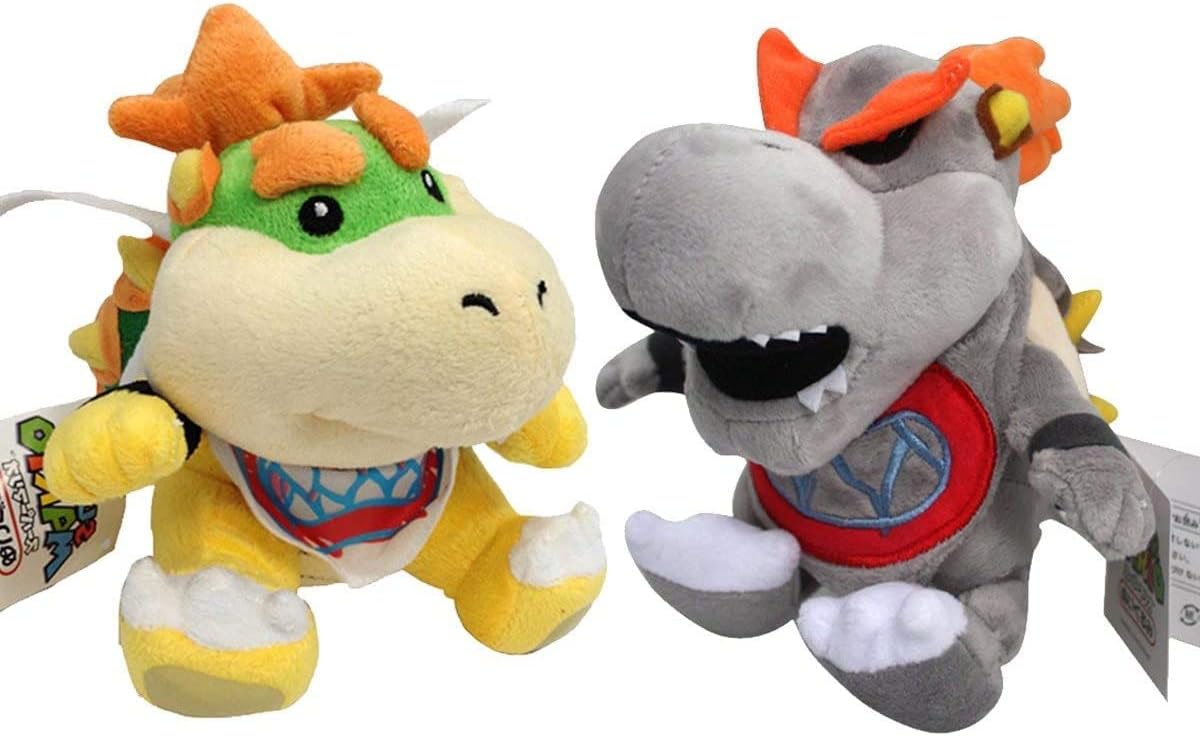 Baby Bowser Jr Plush Set Bowser Jr and Dry Bowser Bone Jr