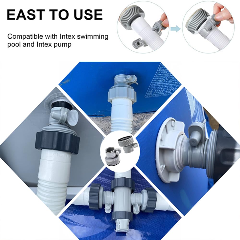 Adattatore per tubi per piscine fuori terra, adattatore di tipo B per collegare tubo da 3,8 cm a valvole per piscina da 3,2 cm, accessori per piscina fuori terra compatibili con pompe