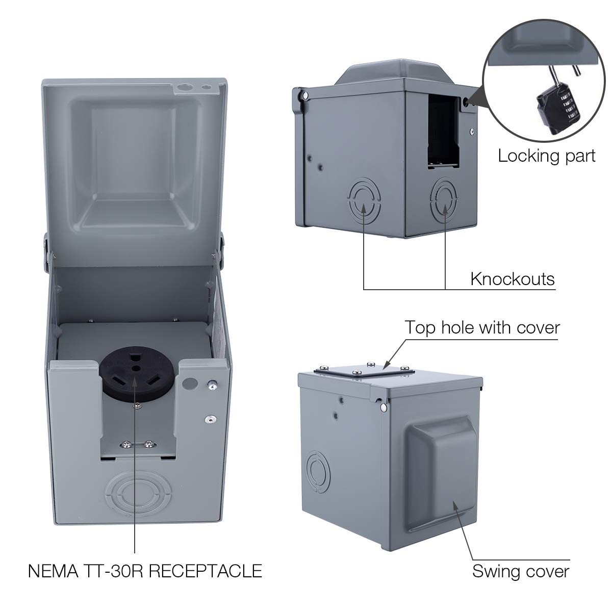 Buy Miady 30 Amp 125 Volt RV Power Outlet Box, Enclosed Lockable