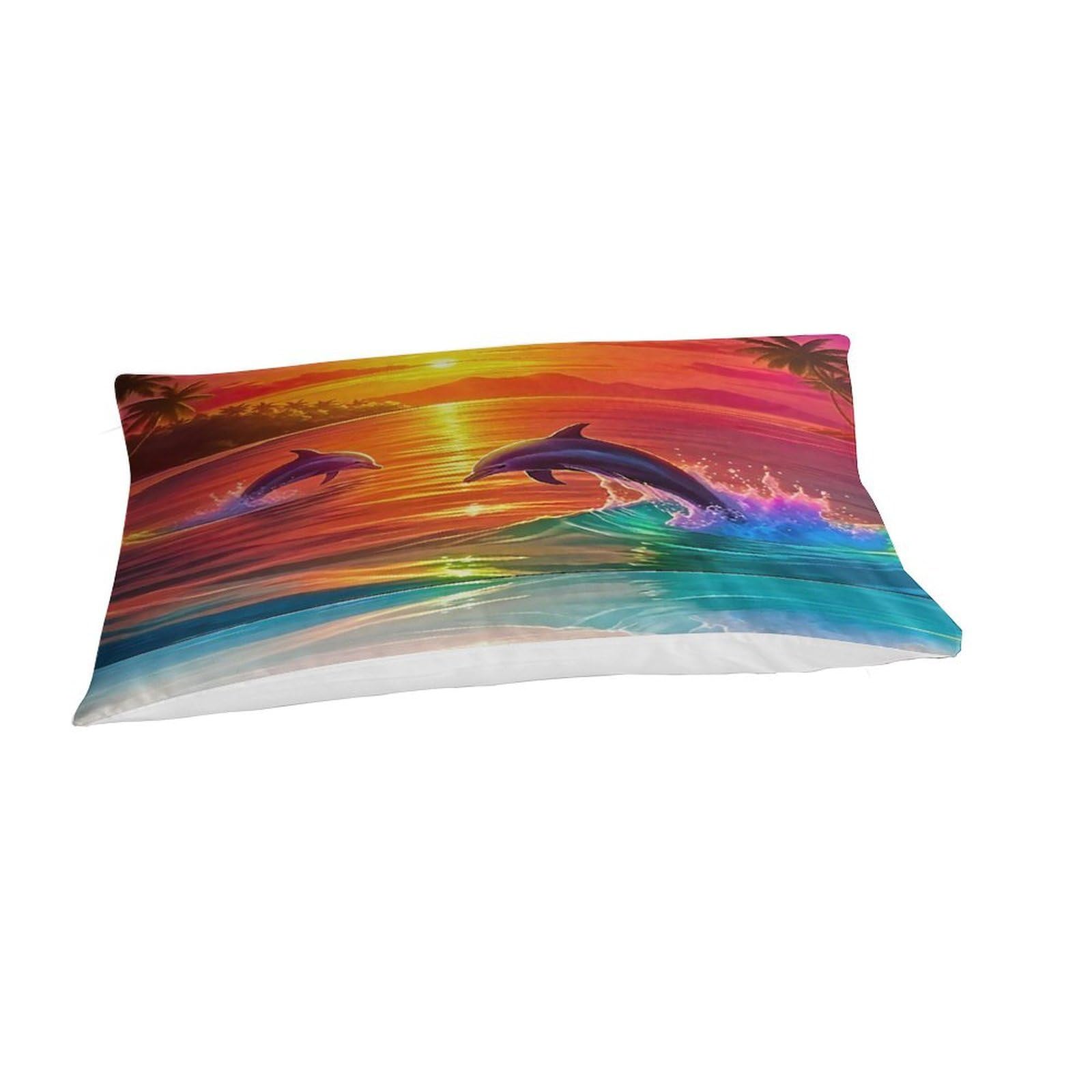 Housse de couette dauphin 3D microfibre thermo-régulatrice et zip invisible