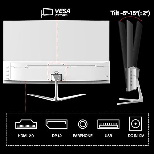 Miniatura 6 de Gawfolk Monitor curvo de 24 pulgadas 75Hz Full HD 1080P, pantalla para juegos con monitor de PC HDMI VGA ultra delgado Zero Frame- Negro máquina