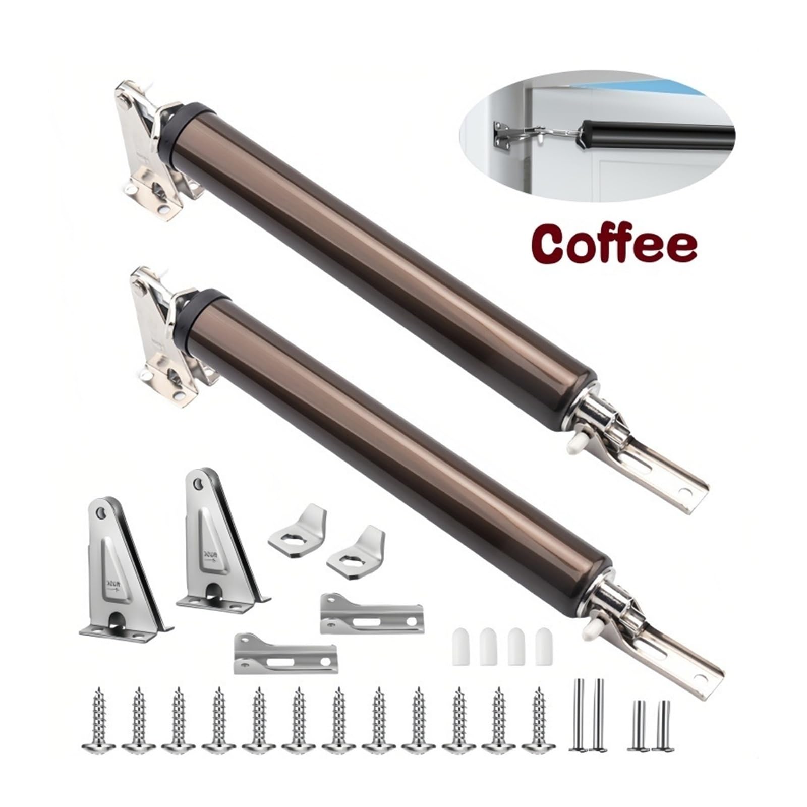 Confezione da 2 chiusure pneumatiche pesanti per porte pneumatiche, chiusura morbida, chiusura automatica, chiusura automatica con velocità e blocco di posizionamento, hardware di supporto per porte