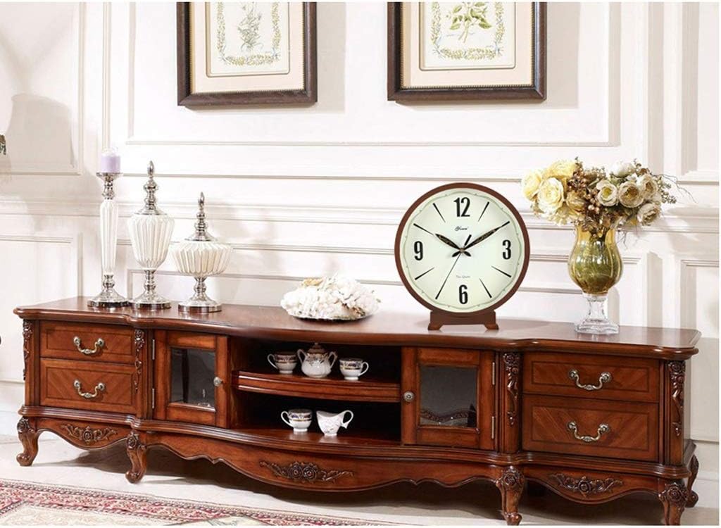 Table Clock Simple Wood Desk Clock Living Room Decoration Clock Desktop Small Table Clock Mute Clock Quartz Clock Bedroom Living Room Decoration Shelf Clock (Color : B)