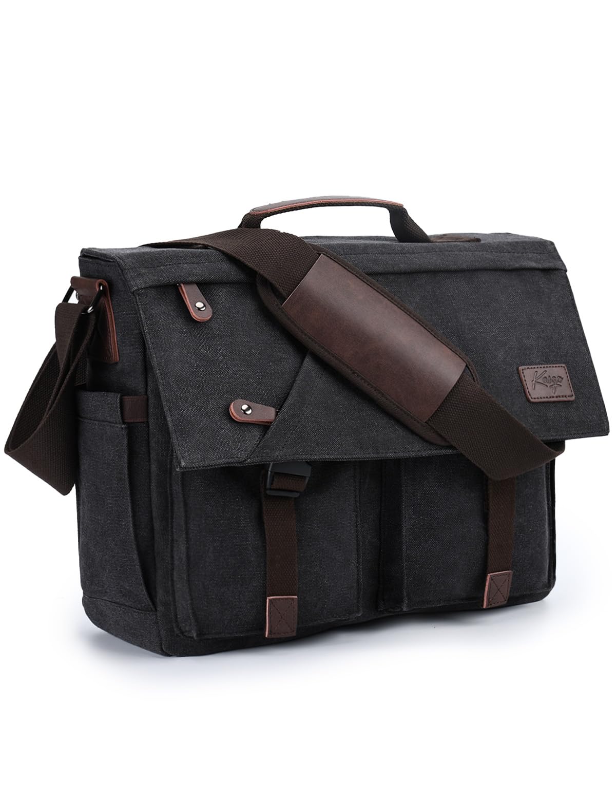 Bandolera Hombre Grande, Bolsa Mensajero Hombre Bolso Vintage Lona Encerada Resistente al Agua Maletín para Ordenador Portátil 15.6/17 pulgadas con Correa Acolchada para el Hombro