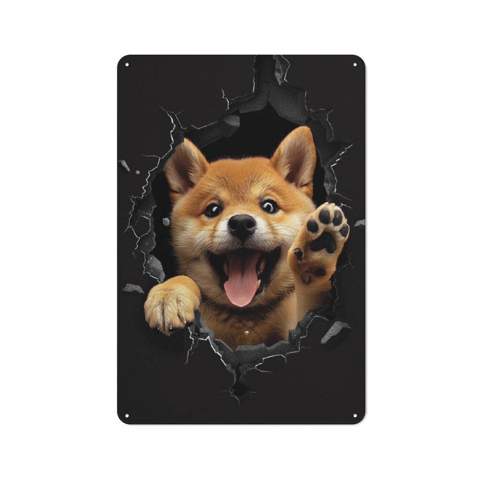 Junmoney Shiba Inu Rustic Tin Wall Plaque 30X20cm For Studio Or Craft Room, For Garage, Workshop And Man Cave Decoration