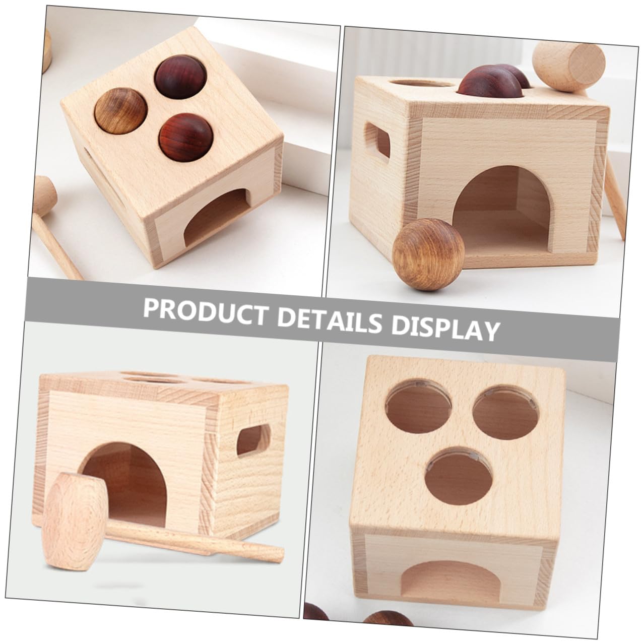 Giocattolo Educativo in Legno Scatola Palline da Battere per Bambini, Migliora Coordinazione Mano-Occhio, Set per Gioco Interattivo e Apprendimento