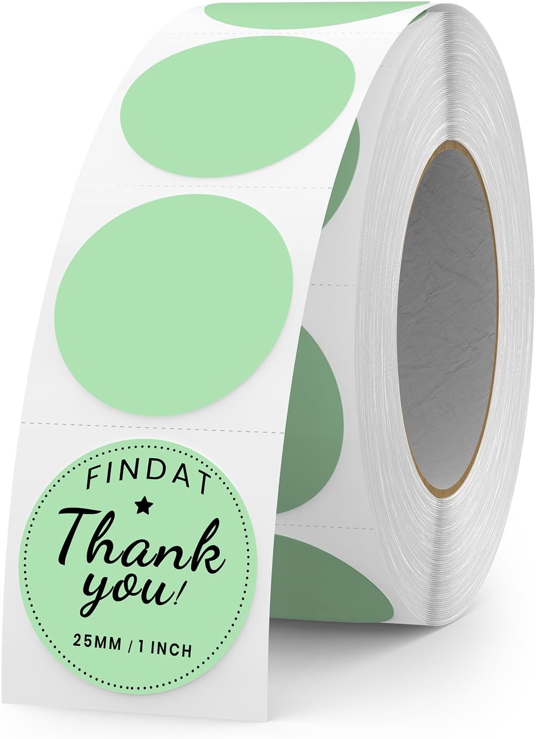 Green Round Thermal Labels 1 Inch Vinyl Circle Waterproof Direct Printer Sticker Self-Adhesive Perforated Name Tag for Logo DIY QR Design Office Address 500 PCS