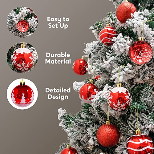 Joiedomi 24 Pcs Christmas Ball Ornaments, Deluxe Delicate Painting & Glittering Shatterproof Christmas Ornaments For Holidays, Party Decoration, Tree Ornaments, And Special Events (Red&White, 2.36”) #TOP3