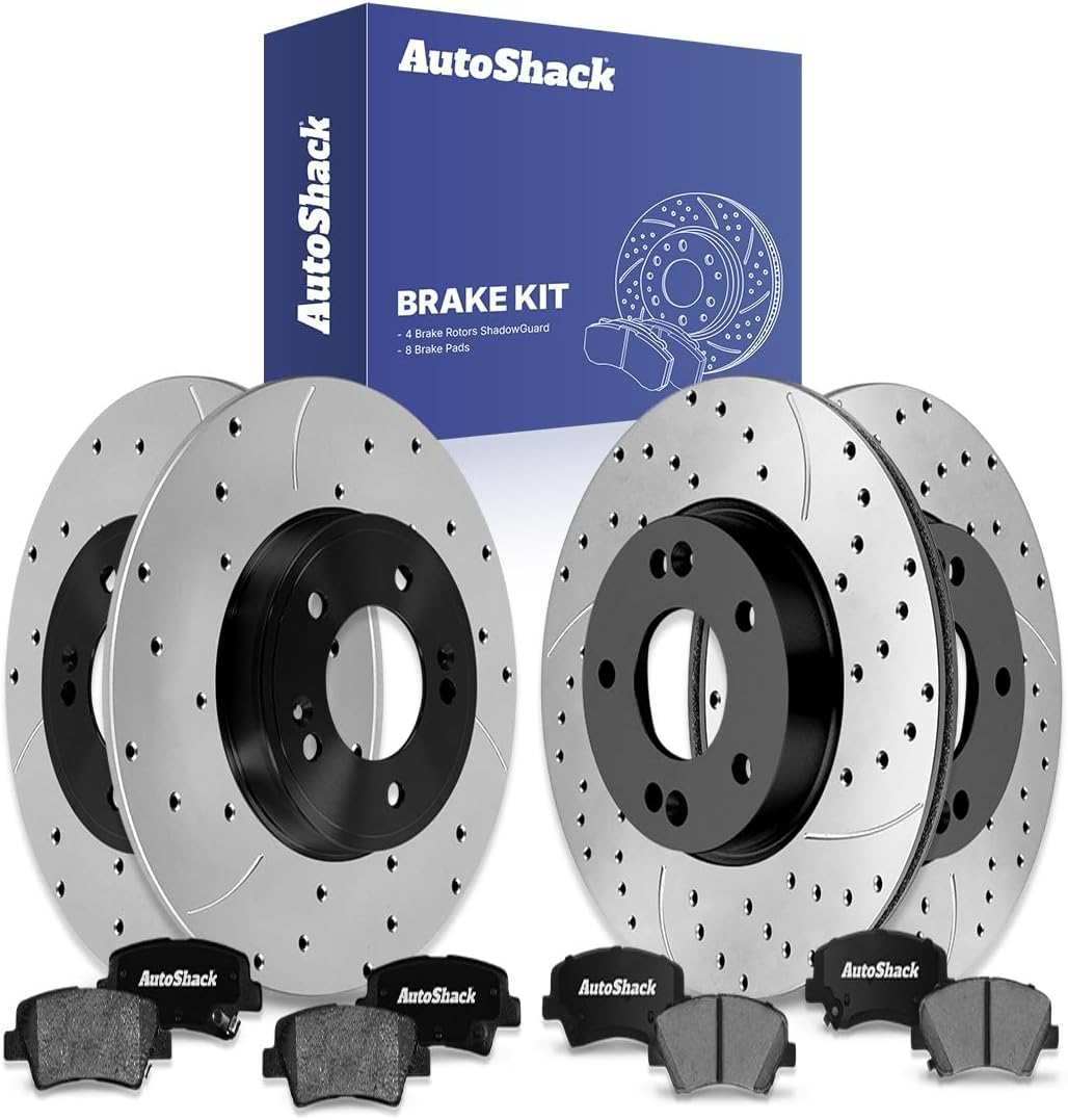 AutoShack Front Vented & Rear Solid Drilled & Slotted E-Coated Brake Rotors + Ceramic Pads 12-PC Brake Kit Replacement for 2017-2018 Kia Forte 2016 Hyundai Elantra GT 2017-2018 Kia Forte5 ShadowGuard