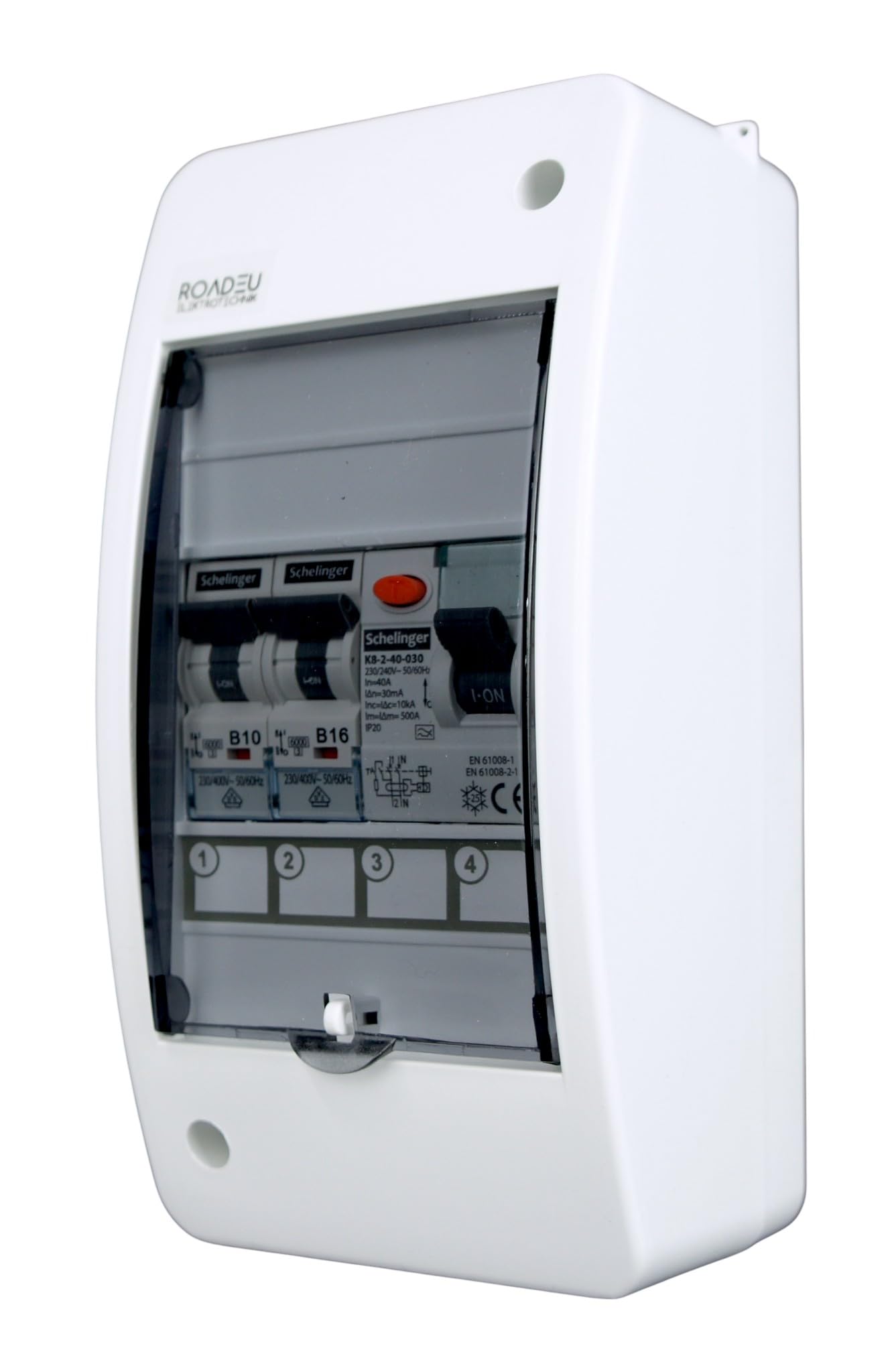 RoadEu - 'Interruttore di protezione, distributore di corrente, Quadro Elettrico con Differenziale 40A 2P Tipo A/AC e LS B16A, B10A, Centralino 230V