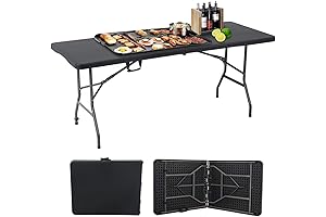 6-Foot Black Folding Table: Durable & Versatile for Every Occasion