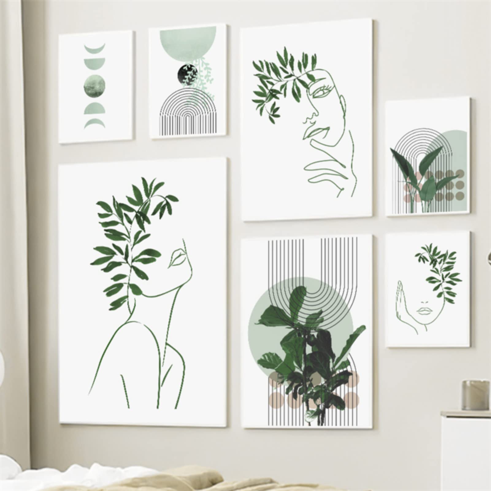 Martin Kench Lot de 3 posters bohémiens, images esthétiques de plante verte, tableaux muraux modernes, décoration de salon, chambre à coucher, sans cadre, C, 50 x 70 cm