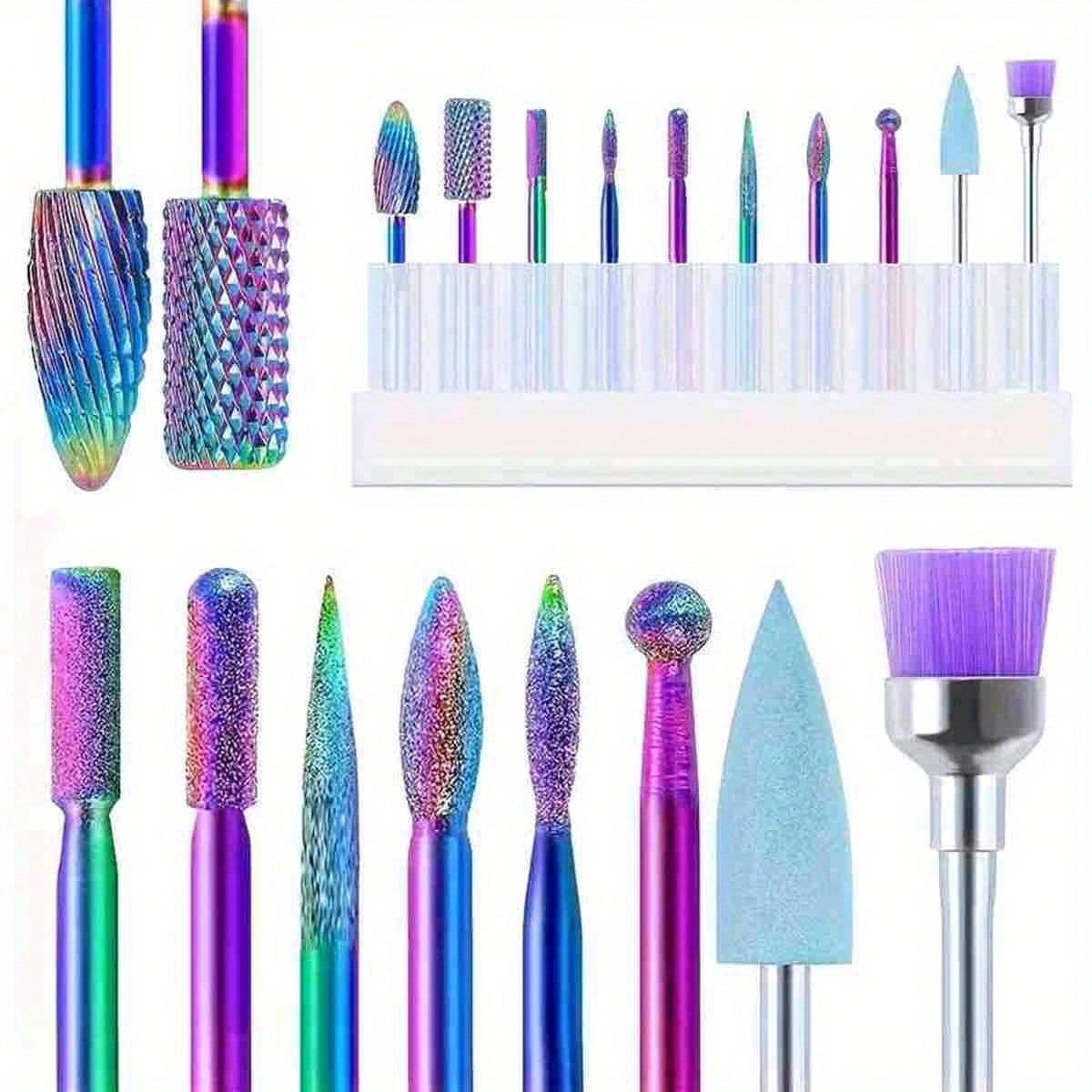 ZIBUYU® 10Pcs Nail Drill Bits with Storage Rack, Assorted Tungsten Carbide Nail Drill Bits, Interchangeable Drill Bits for Acrylic Nail, Gel Nails, Cleaning Cuticles, Smooth, Shaping-picture-13