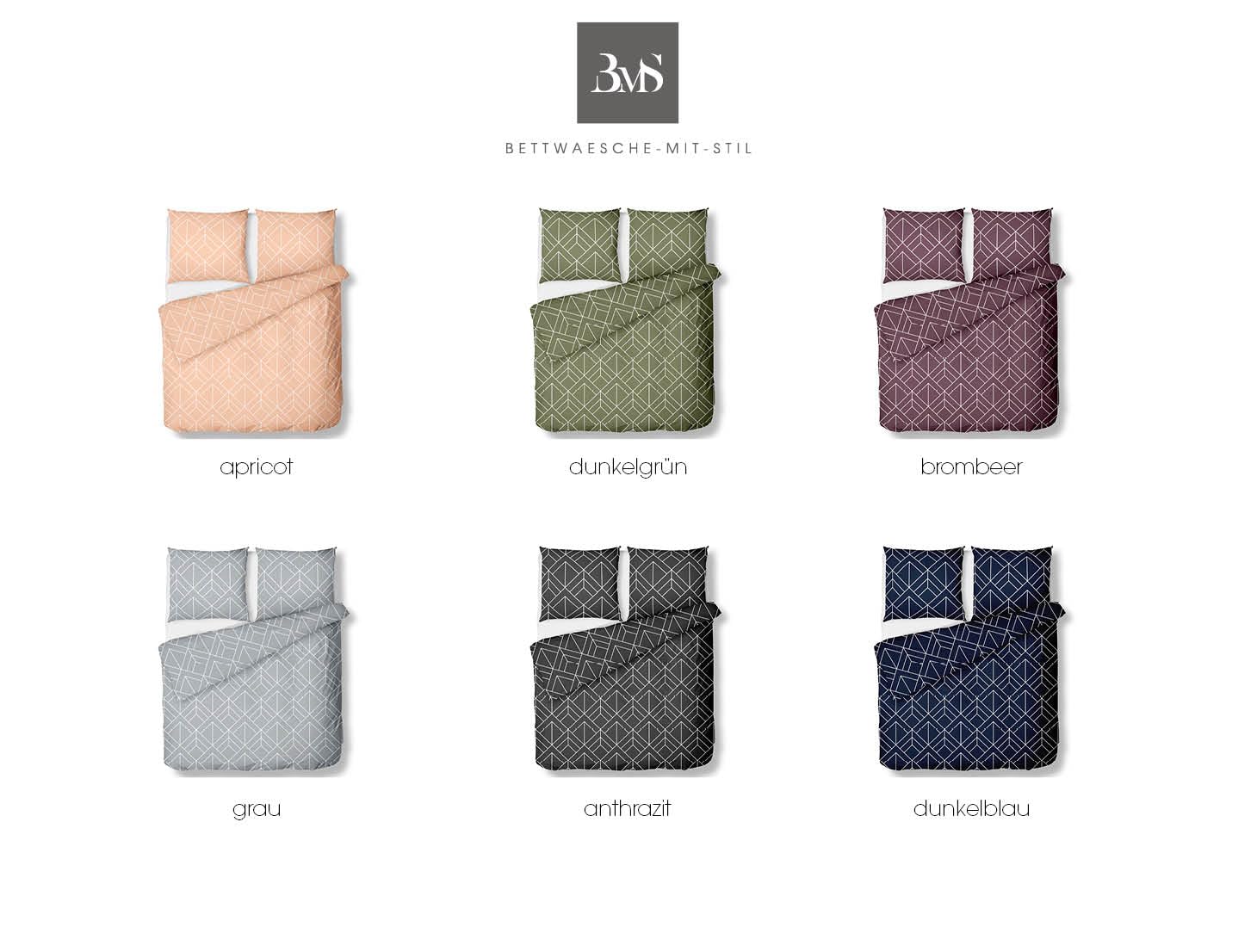 Bettwaesche-mit-Stil Mako Satin Bettwäsche Urban Geometric anthrazit (Garnitur 140x200 + 70x90 cm)