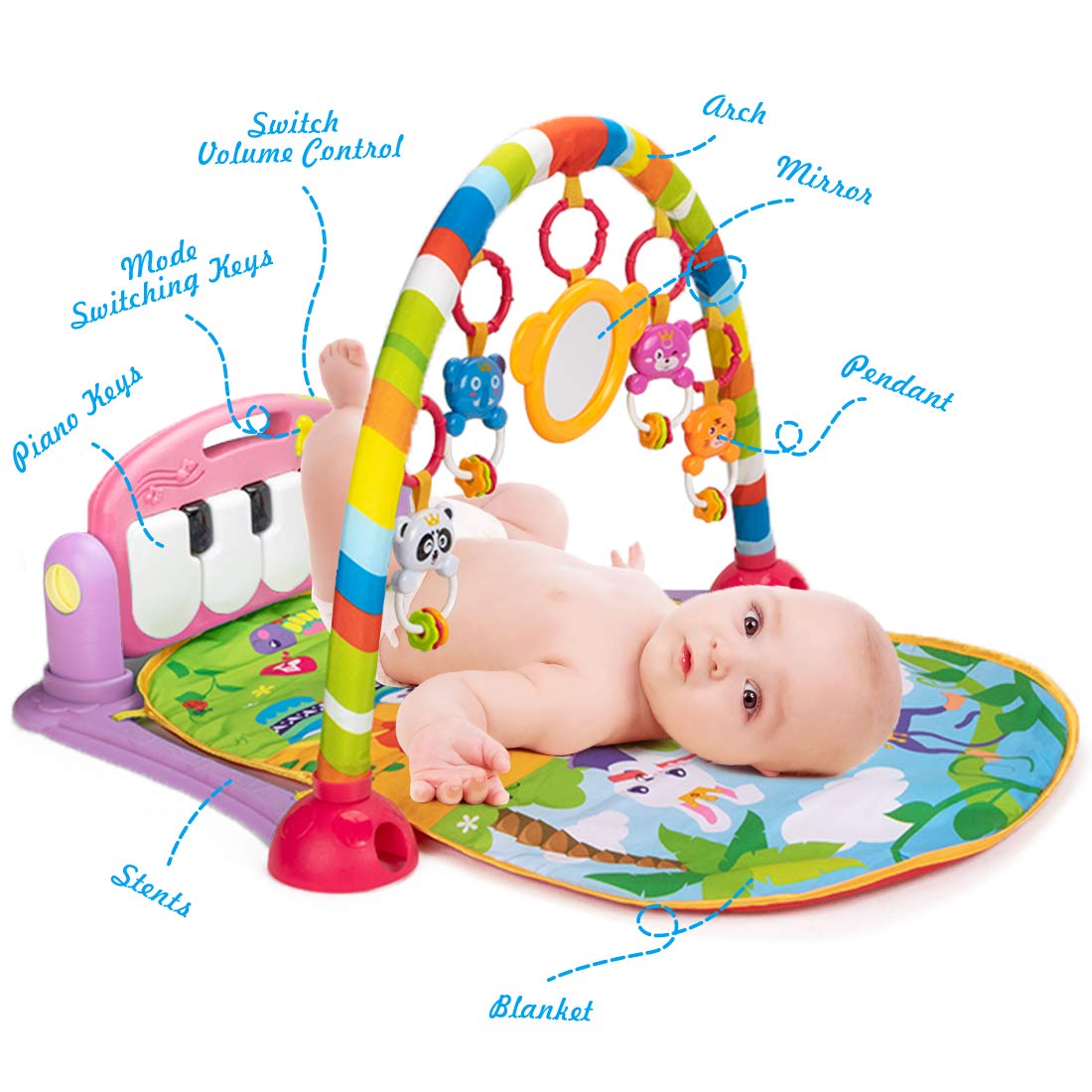 UNIH Baby Gym Play Mats, Kick and Play Piano Gym Activity Center for Infants : Baby
