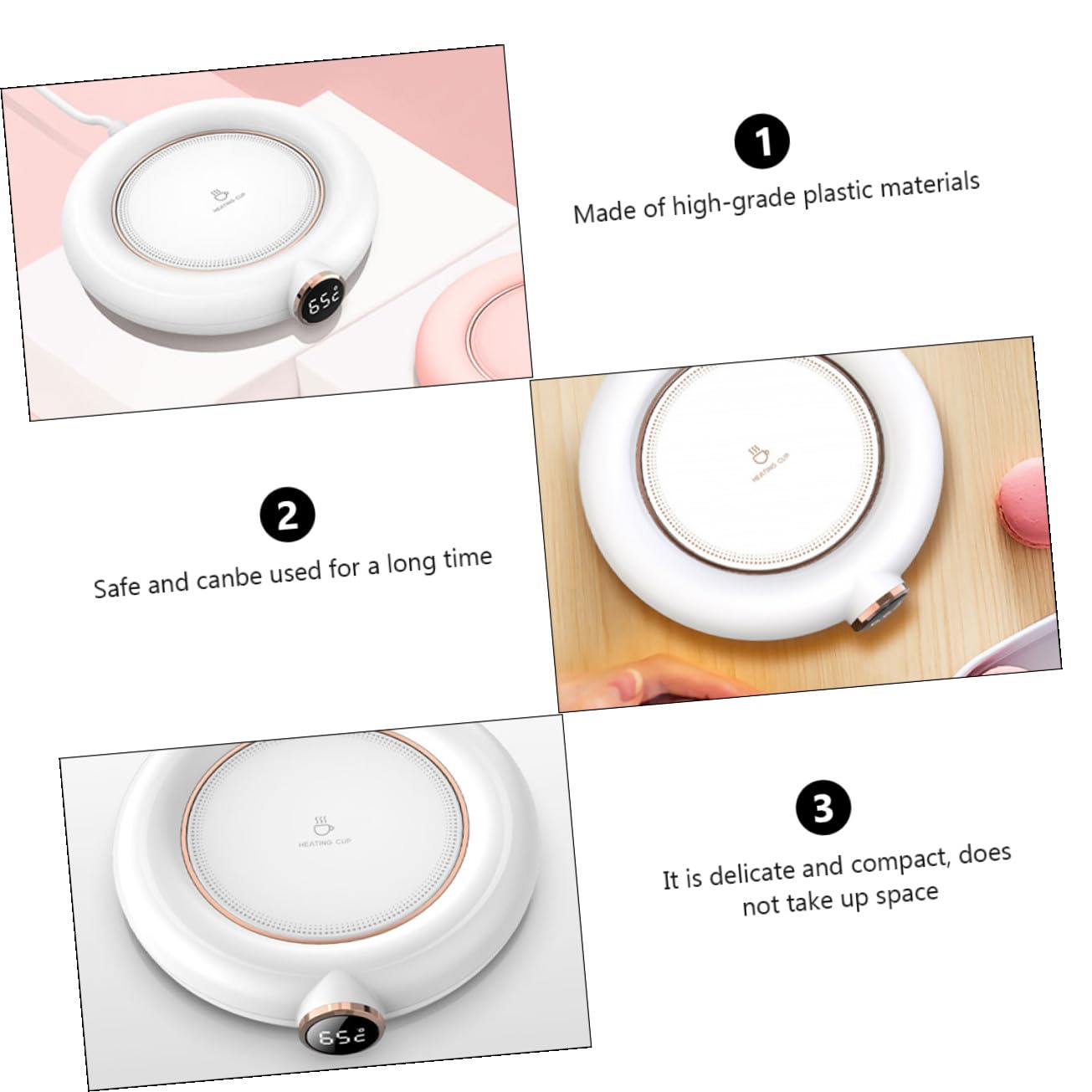 Calentador de Tazas USB Blanco de Plástico Temperatura