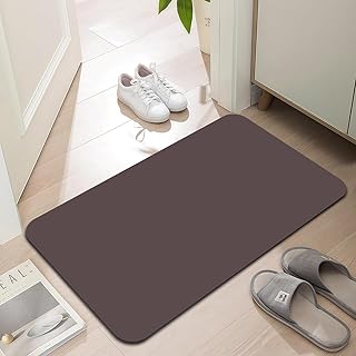 Ultra Thin Door Mat, 1/10 inch Thick Indoor Door Mats for Inside Entry, Non-Slip Rubber Backing Washable Doormat, Low Profile, Fade Resistant Dirt Trapper for Entrance, 35"X24", Coffee