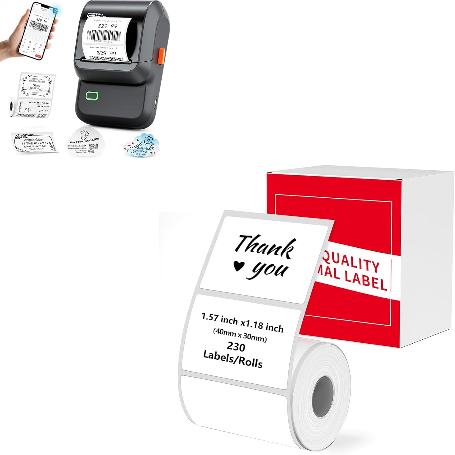 Ponek Label Maker Machine with Tape with M110 Thermal Labels (40 * 30)