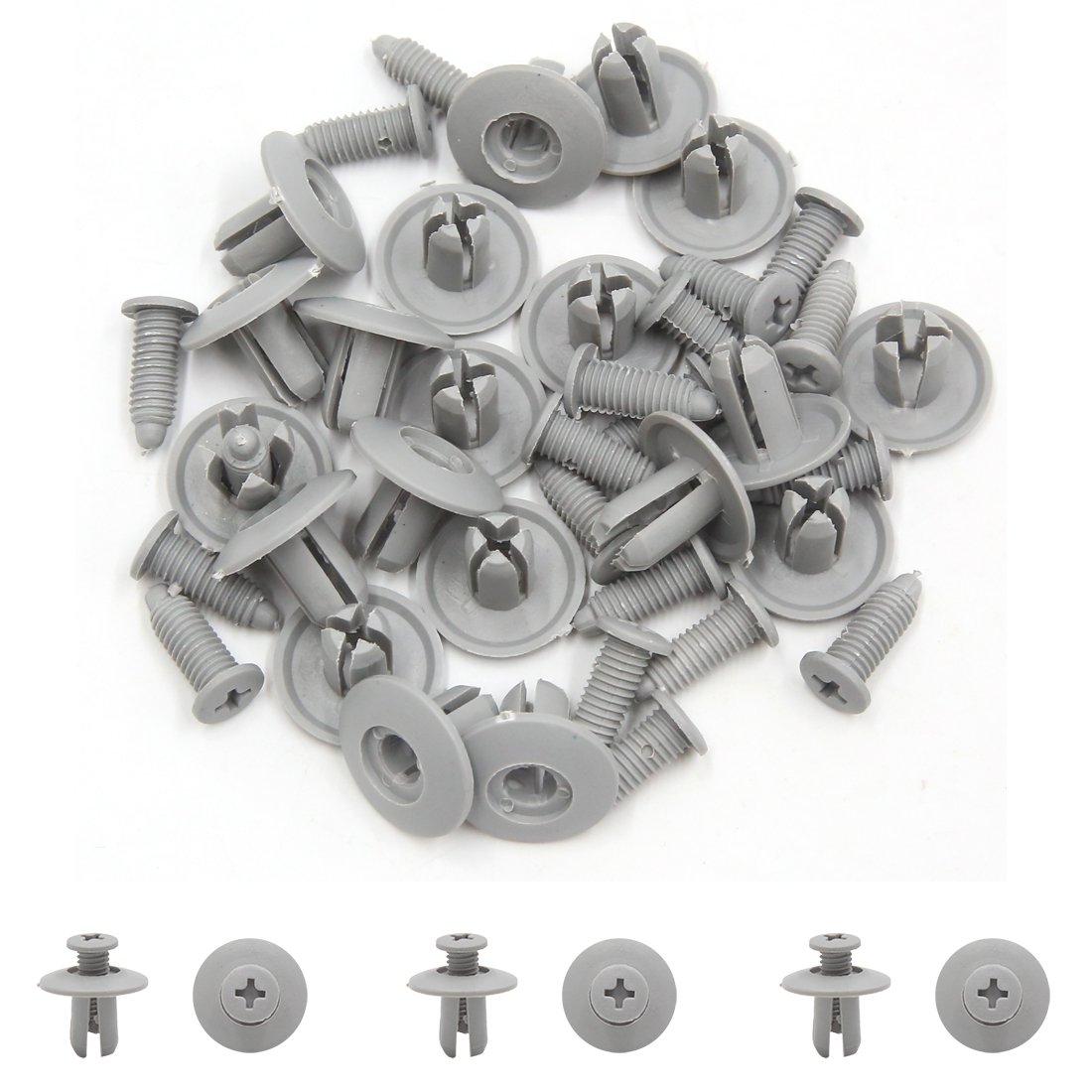 Image secondaire de sourcing map 20Pcs Rivet Plastique Clip Fixation 8mm Gris lèche-vitre Voiture