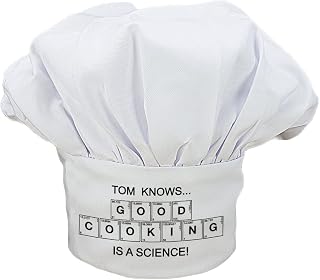 Treat Republic London Personalised Good Cooking Is Science Chefs Hat – White, 100% Polyester Classic Chef Hat with Custom Name | Kitchen Accessories