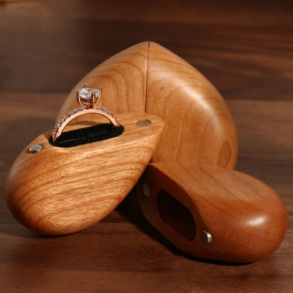 Regalos conmemorativos Regalos para Hombres Caja de Madera para Anillos Estuche para Anillos con Forma de corazón Organizador de Joyas para Ceremonia de Boda Propuesta Compromiso Regalos