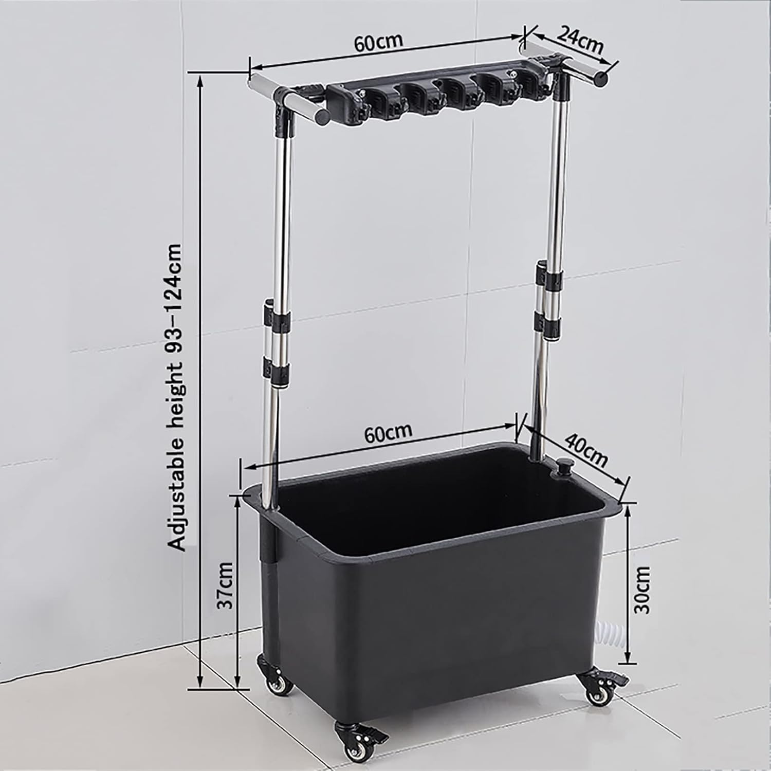 Cleaning Tool Tower Mop Holder Umbrella Stand,Broom and Mop Holder Put Wet Mops Movable Commercial Mop Rack Cleaning Tool Cart Storage for Garden Garage Organizer Mop Drain Rack