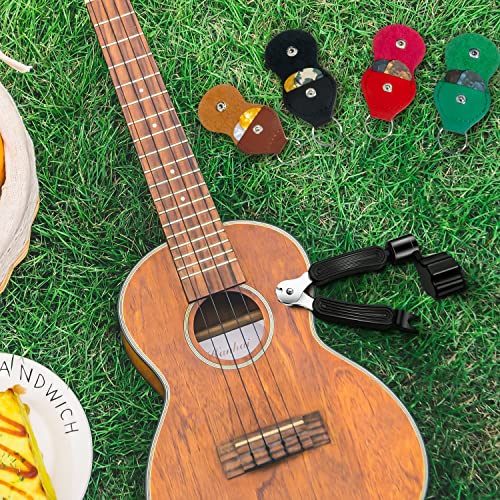 Hndjyt Guitar Pick Keychain Holder,Pu Leather Guitar Plectrums Bag,Plectrum Key Fob Cases Bag,Gift For Guitar Players,Guitar String Winder #TOP6
