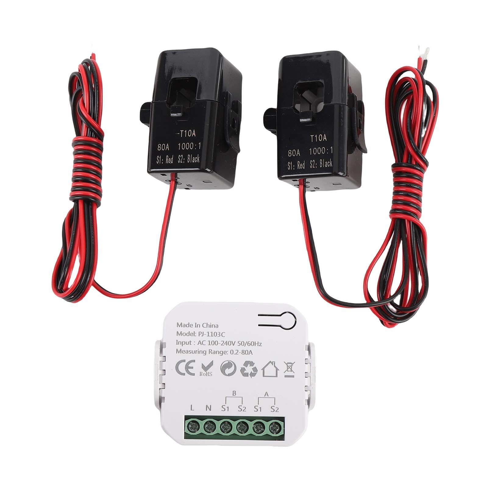 Contatore Elettrico Intelligente, WiFi Monitor con 2 Pinze da