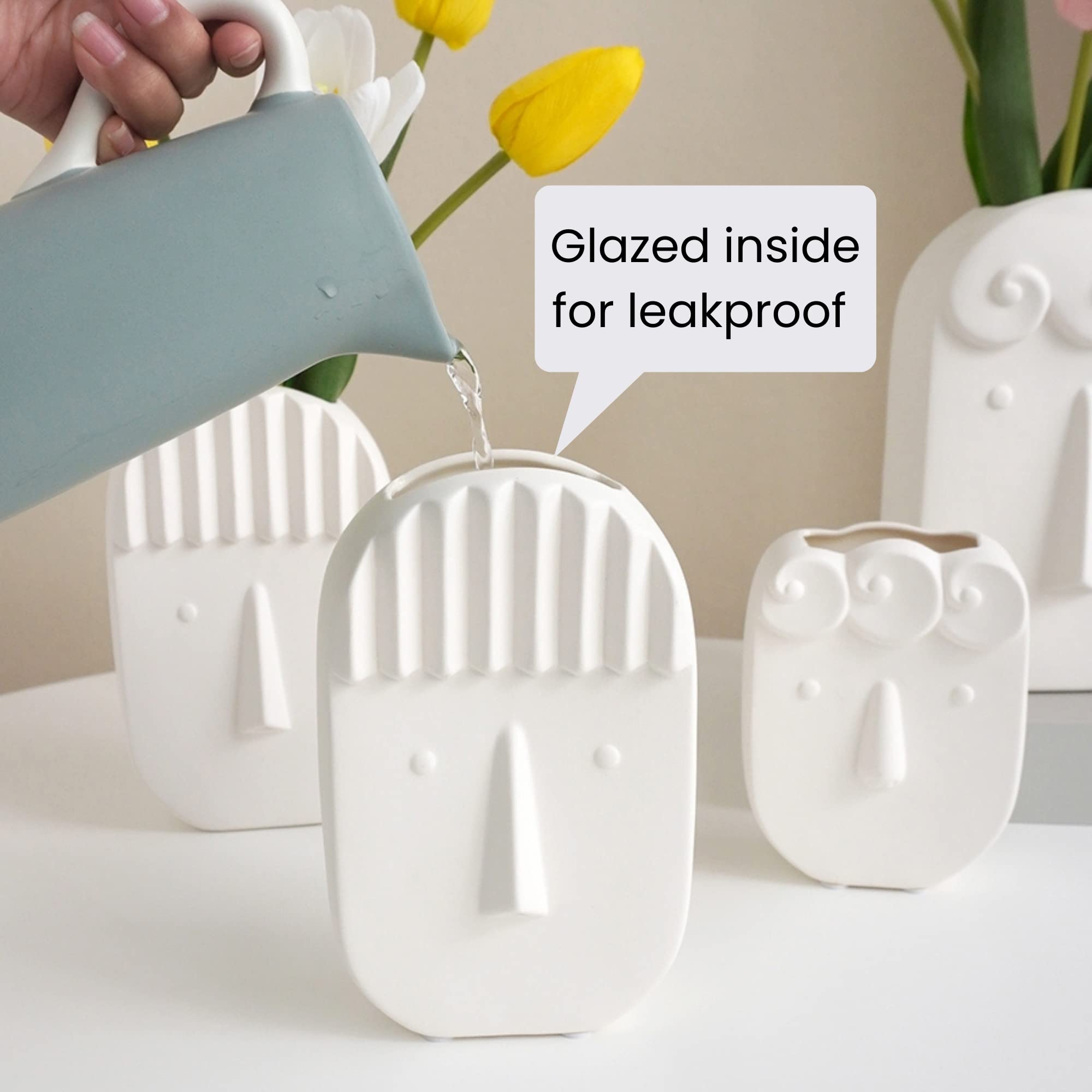 FEMUN, Vaas, Bloemenvaas, Glazen vaas, Keramische vaas, vazen voor Decor, Funky vaas, Unieke vaas, Menselijke Gezicht Vaas, Geschikt voor Kamer Decor FEMUN, Vaas, Bloemenvaas, Glazen vaas, Keramische vaas, vazen voor Decor, Funky vaas, Unieke vaas, Menselijke Gezicht Vaas, Geschikt voor Kamer Decor