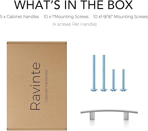 Miniatura 7 de Ravinte Paquete de 30 manijas de gabinete de níquel cepillado, manijas de gabinete de cocina, tiradores curvos para cajones de 5-316 pulgadas de