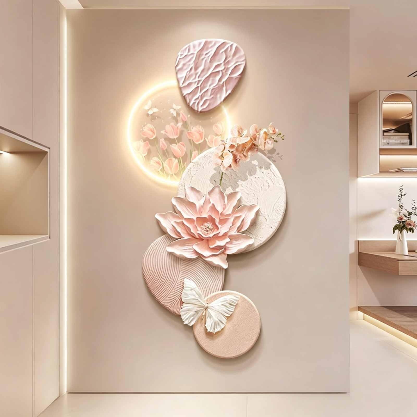 KEIFCUACLA 3D Wall Decor: An Electrically Powered Sandstone Wall Hanging Featuring Integrated LED Lighting,Ideal As Decorative Art For Living Rooms And Bedrooms(C,70 * 140cm/27.6 * 55.1in)