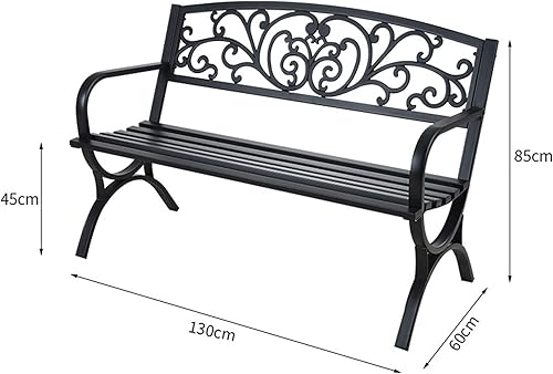 KEAVY Banco de jardín, bancos para exteriores resistentes a la intemperie con patrón floral de desplazamiento, asiento de tablillas, banco de