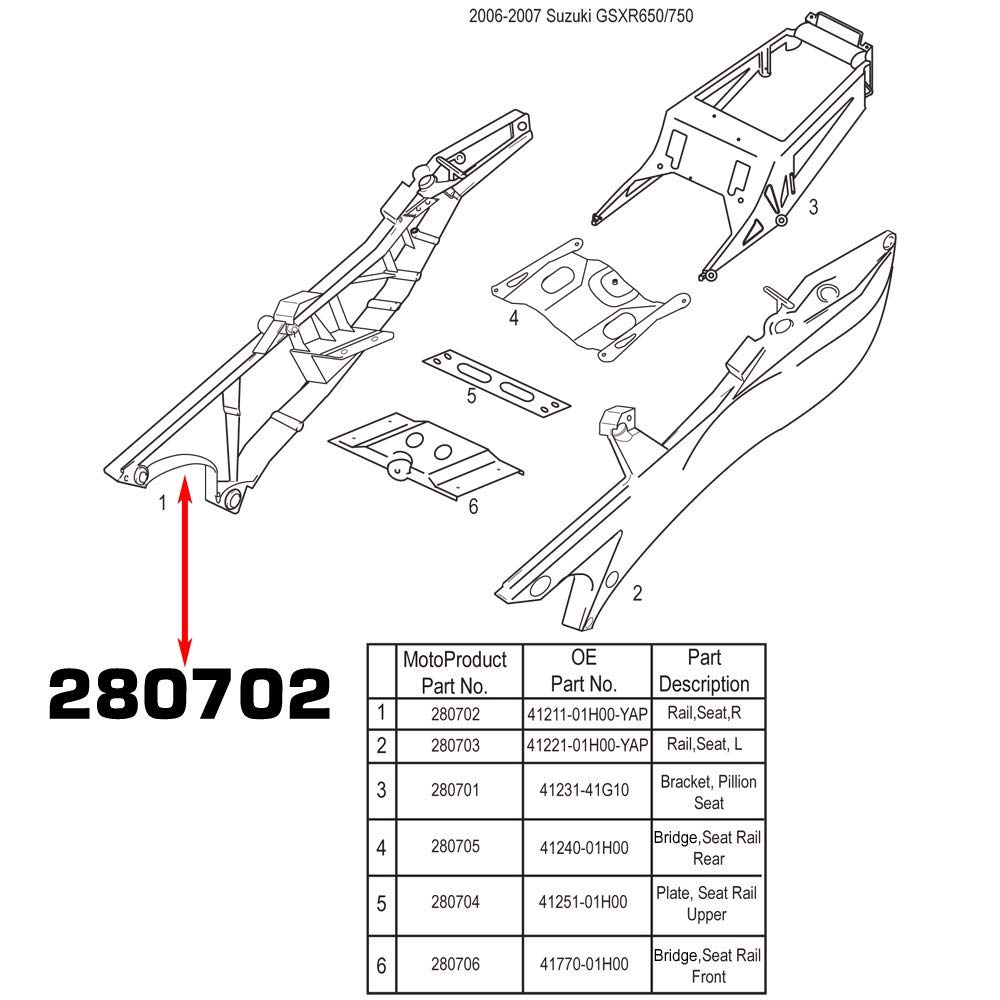 Amazon.com: MotoFrames Subframe Right Seat Rail Replacement for