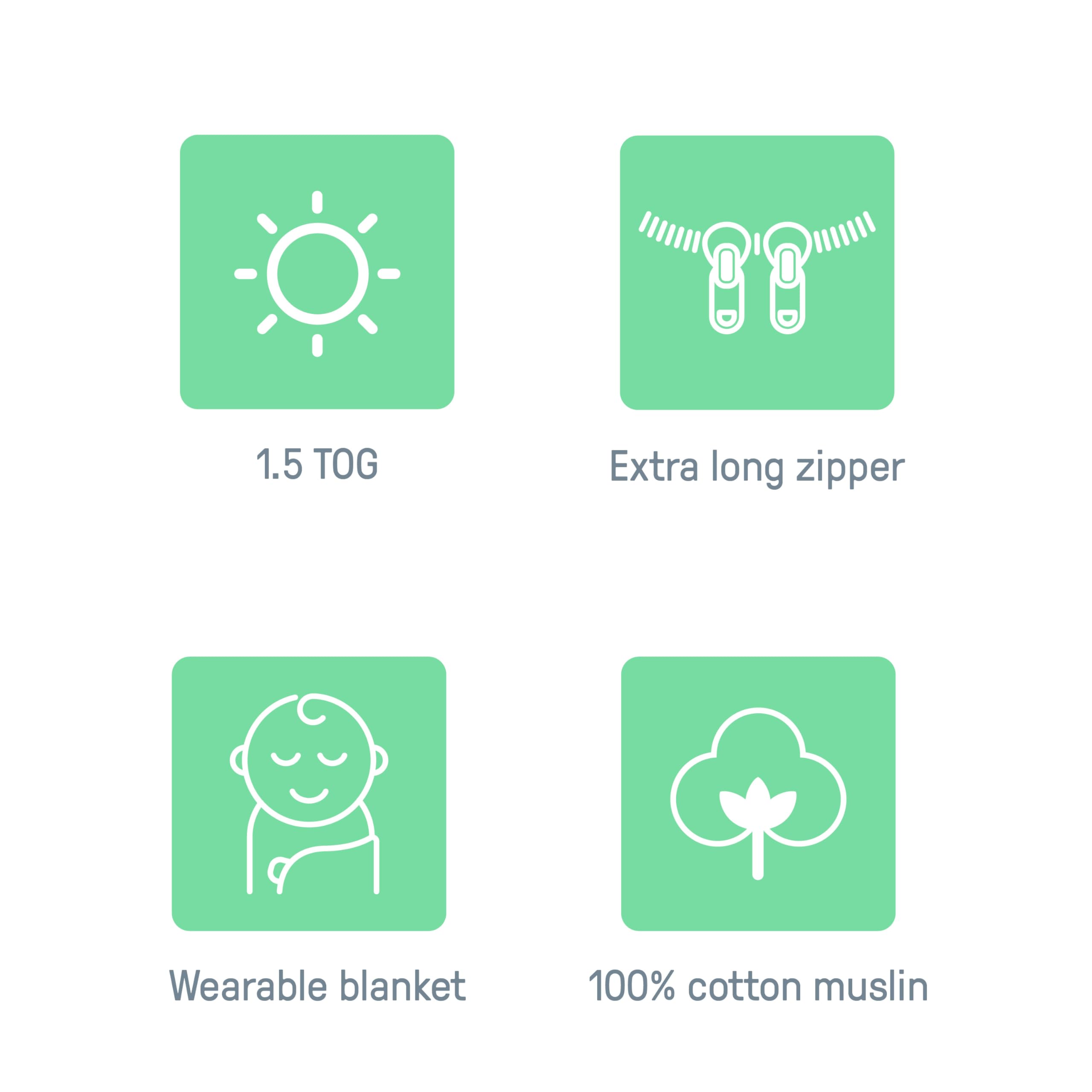 SwaddleMe by Ingenuity, Saco de dormir de muselina, para edades entre 3 y 18 meses, entre 6,35 y 11 kilos, 1 TOG, 1 unidad - Musgo