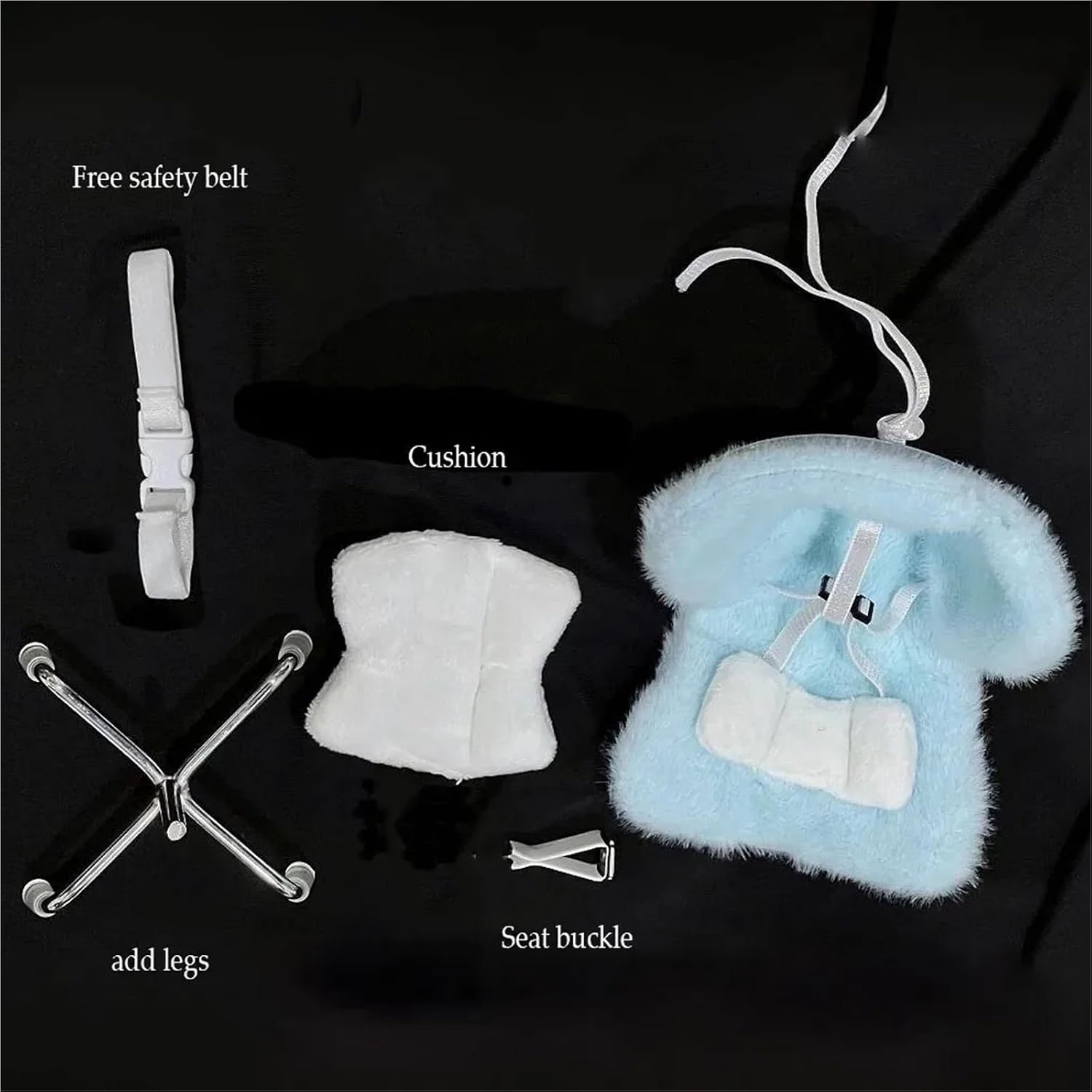 Car Doll Seat for 17cm Dolls - Cartoon Chair Model Car Seat Interior Decor(Beige)