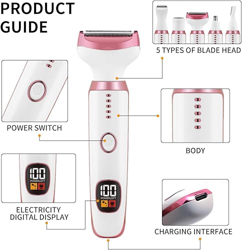Women's 5-in-1 Electric Razor - Painless Hair Remover Pink(White)