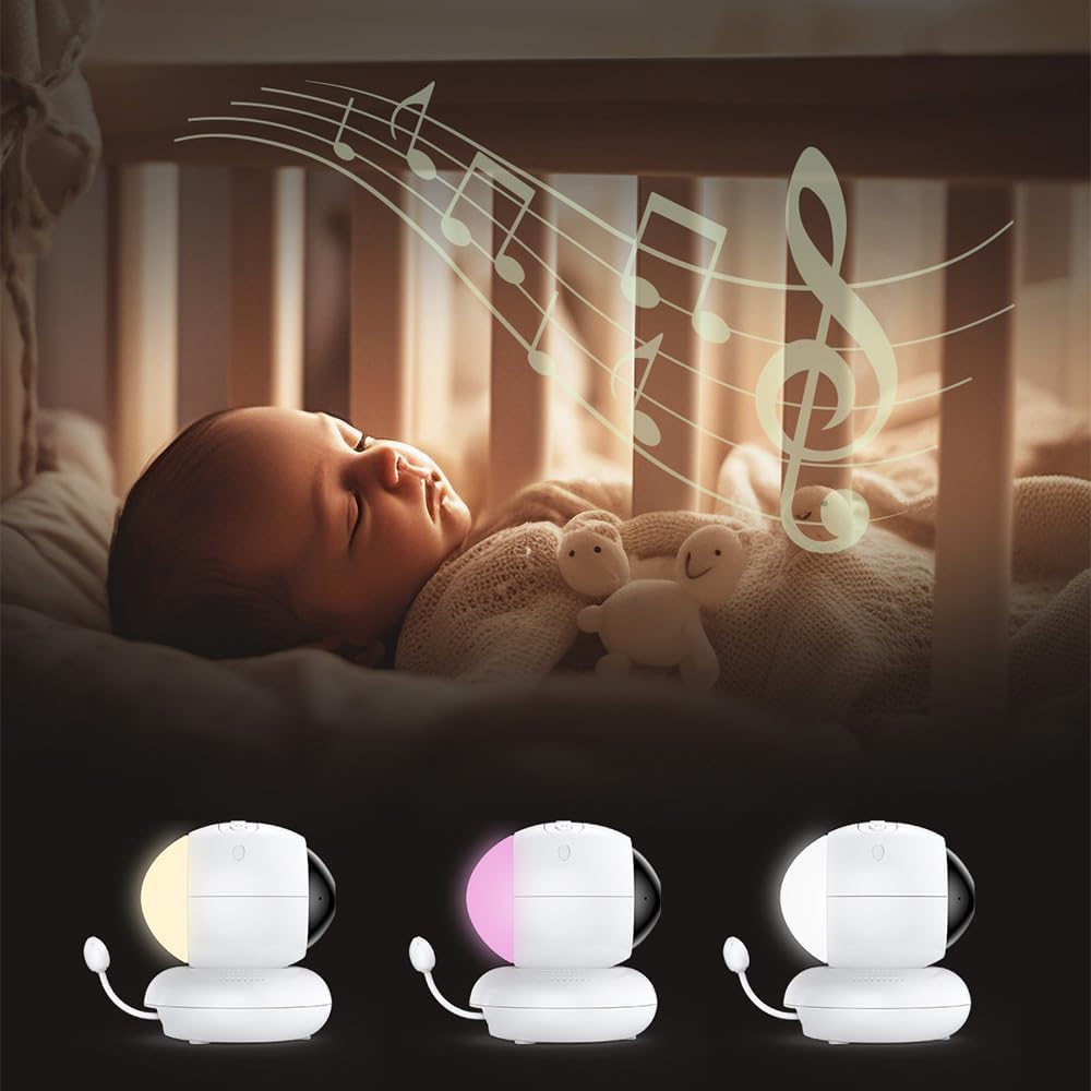 SANNCE Vigilabebés con cámara y luz nocturna – Pantalla 720P 5,5 pulgadas 1080P Baby Monitor 5000 mAh batería con alarma de temperatura, apagón, PTZ, visión nocturna por infrarrojos, recordatorio de