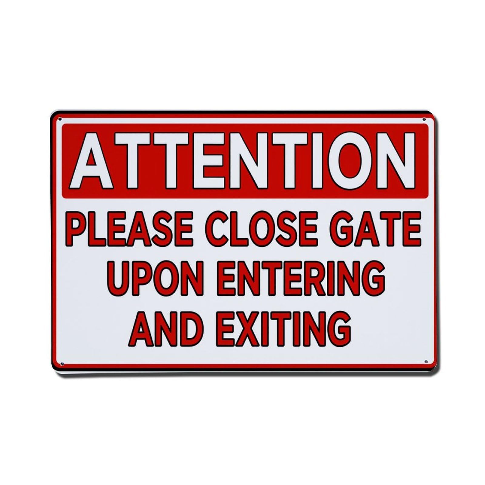 Attention Please Close Gate Upon Entering And Exiting Tin Sign Vintage Metal Poster Retro Bar, Home, Man Cave, Kitchen, Laundry Room Wall Art Decor Gift 8x12 Inch