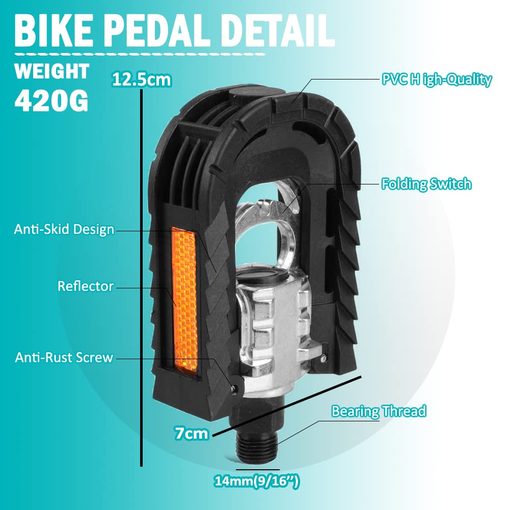 GEWAGE Pedali per mountain bike, pedali in fibra di nylon antiscivolo MTB, pedali per bicicletta