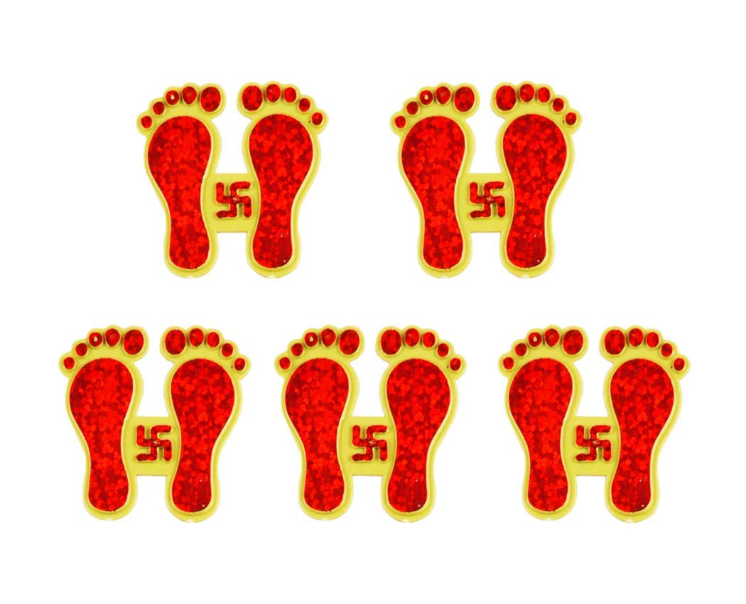 MOOYAVAAN Products Red Laxmi Charan Paduka Feet Stickers Sticker Decor Decorative for Diwali, Deepawali Pooja Door Wall Floor House (Small) (Pair of 8) (B0BGF352PZ) Amazon Price History, Amazon Price Tracker