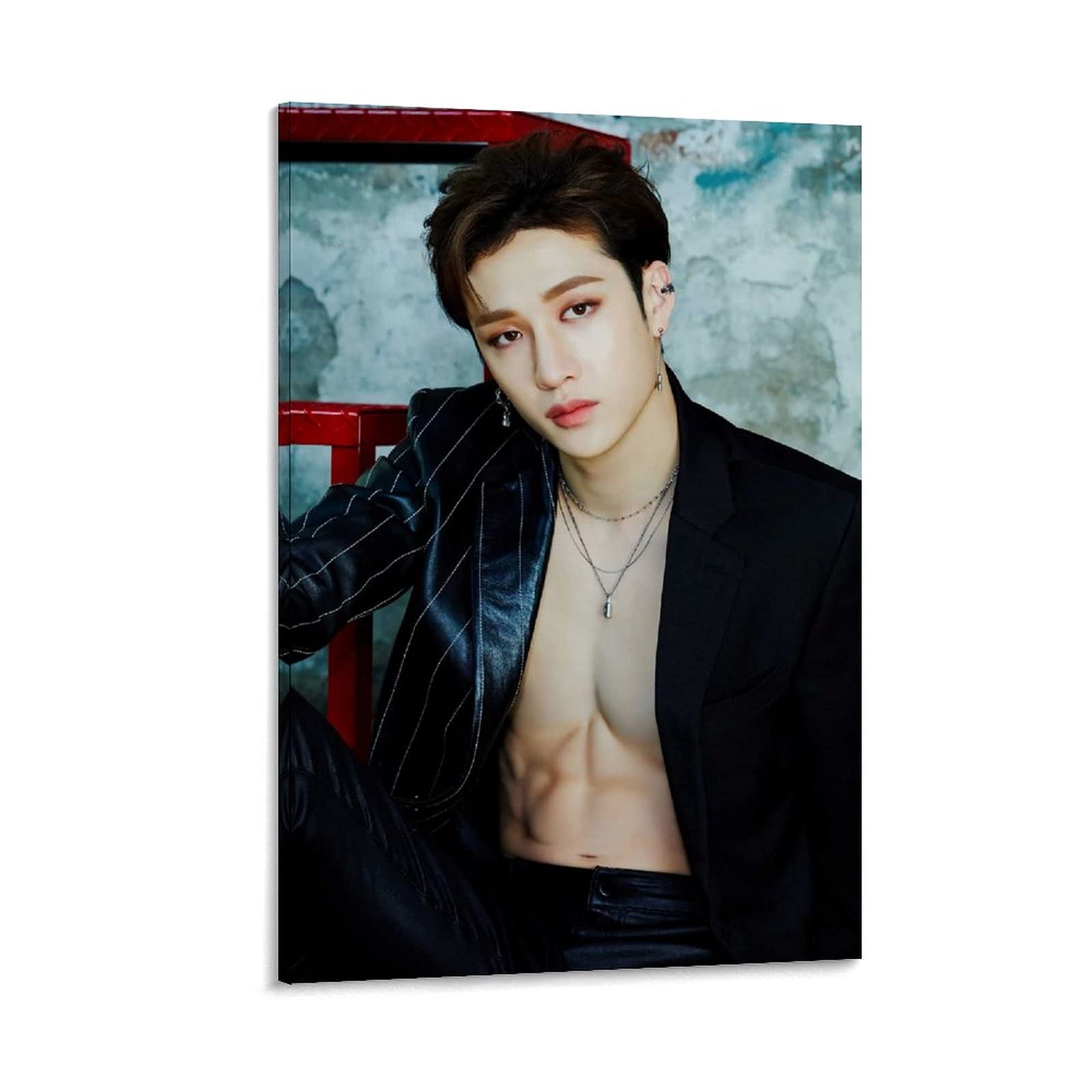 Hellove Frame-Style1 Kpop Stray Kids Poster Bang Chan Canvas Art Poster And Wall Art Picture Print Modern Family Bedroom Decor Posters 08X12inch(20X30cm)