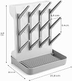 PandaEar Baby Bottle Drying Rack, Vertical Space-Saving Bottle Dryer Stand for Countertop with Removable Water Tray & Pegs, Holds Bottles, Sippy Cups & Accessories, Grey - 2