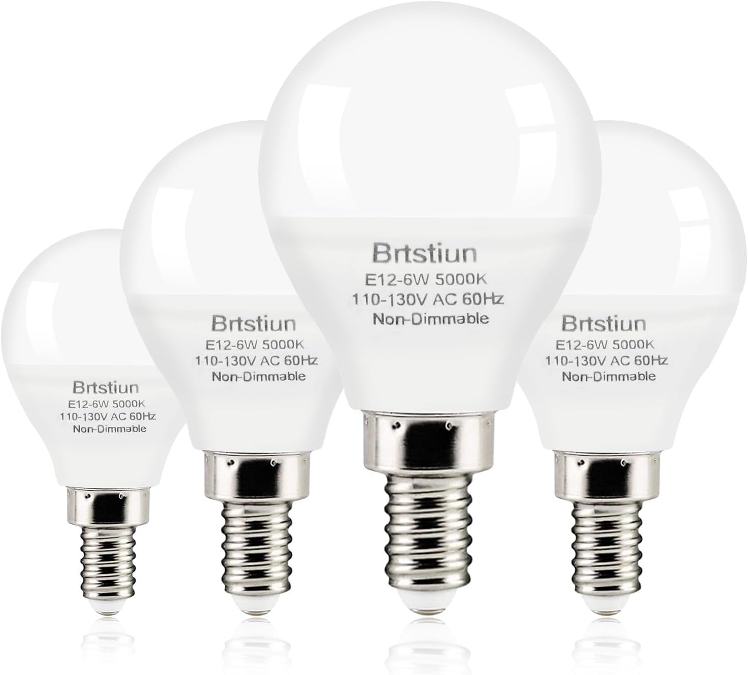 Brtstiun Globe Light Bulbs for Ceiling Fan E12 Round Light Bulb 5000K Daylight White G45 LED 40W Equivalent Vanity Light Bulbs for Bathroom 600LM, Non-Dimmable, 4-Pack