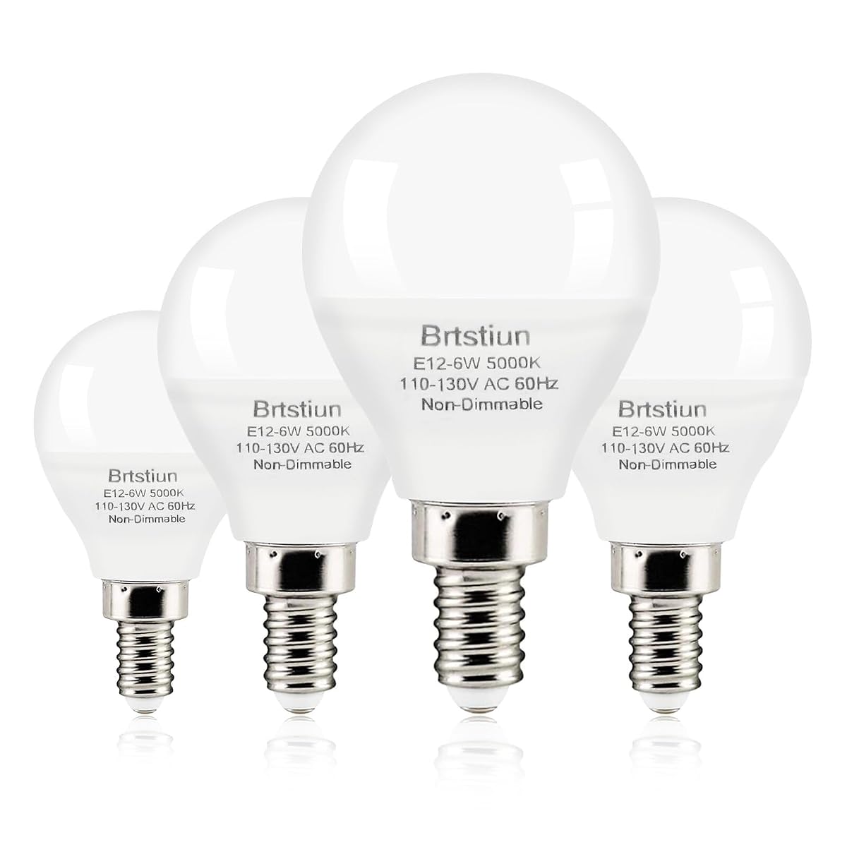 Brtstiun Globe Light Bulbs For Ceiling Fan E12 Round Light Bulb 5000K Daylight