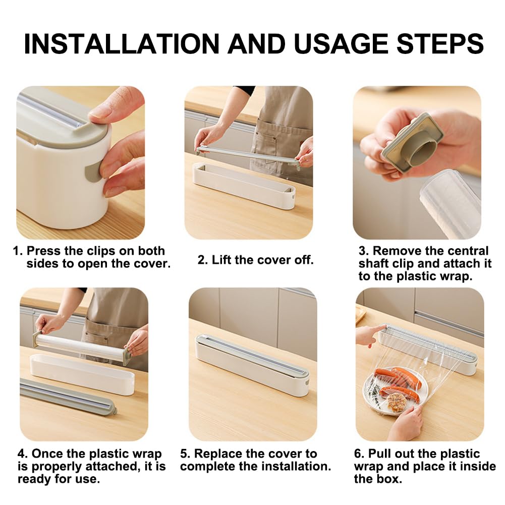 2 dispenser magnetico per pellicole salvafreschezza con taglierino, dispenser e dispenser per pellicola di alluminio, dispenser di pellicola in alluminio e dispenser di pellicola fresca, per cucina