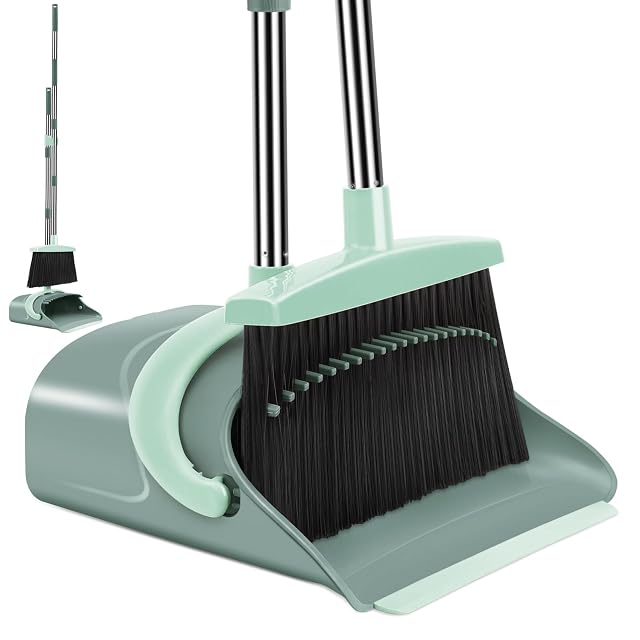 Broom and Dustpan Set for Home Dust pan with Long Handle Broom with Dustpan Combo Set for Home