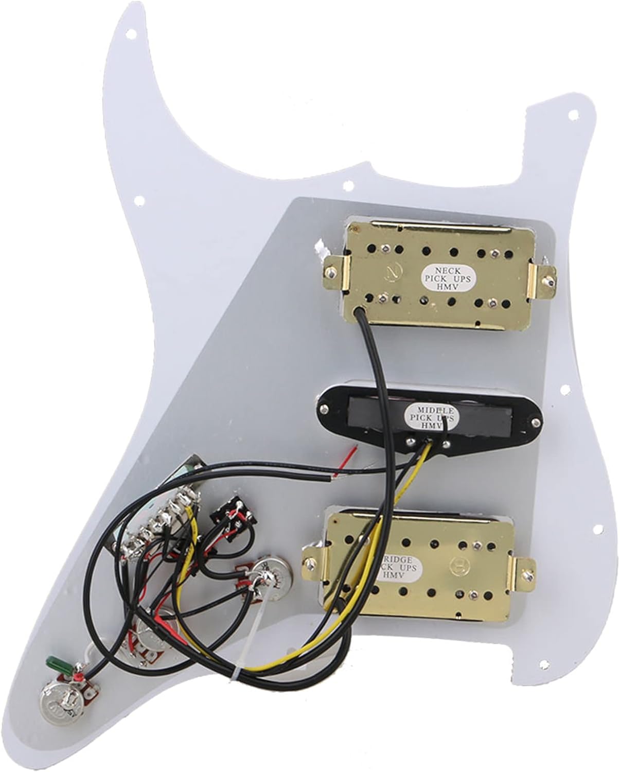ETFBUY HSH Electric Guitar Prewired Pickguard 11 Hole 3-ply with Pickup & Tone Black & White