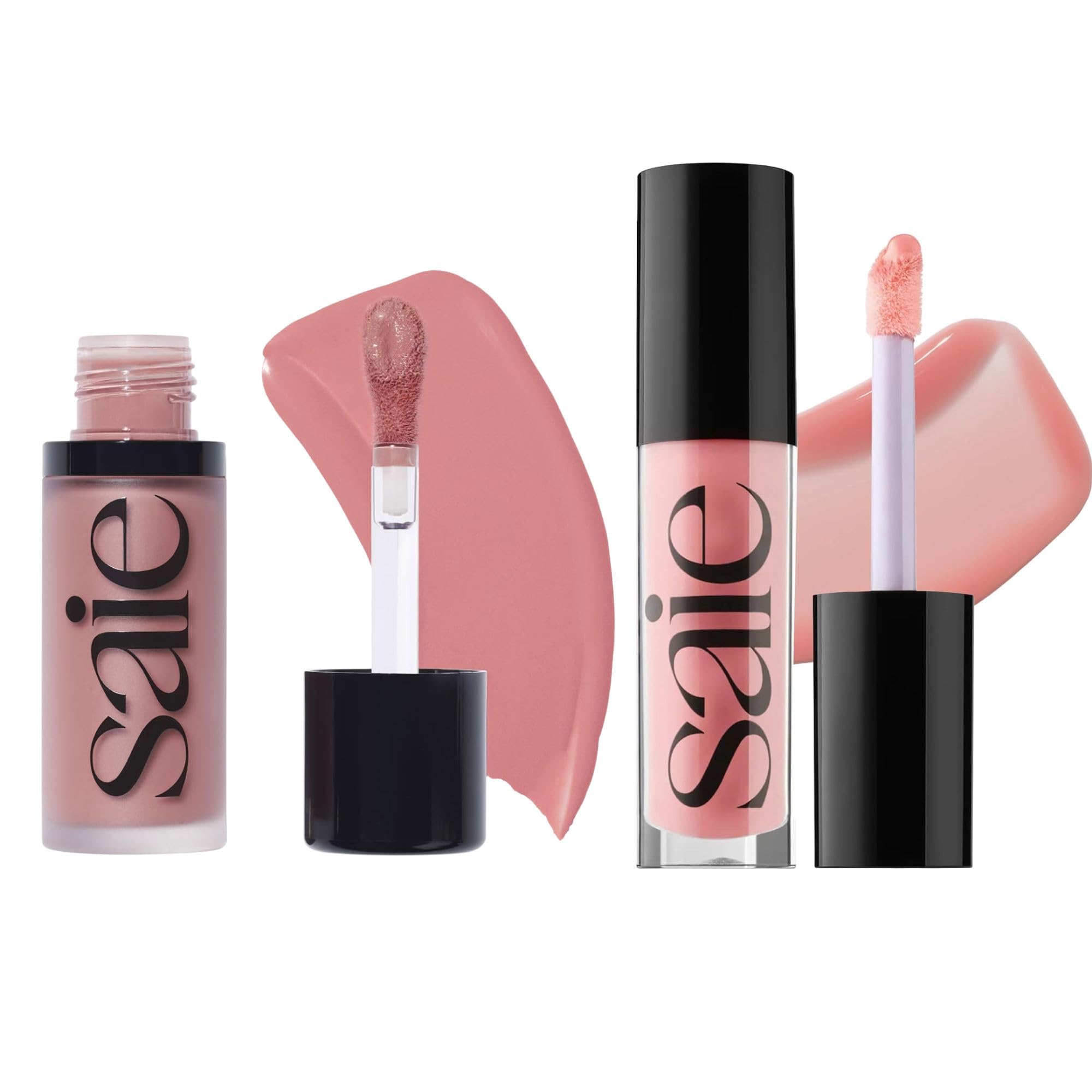 Saie Dewy Glow Duo - Dew Liquid Blush - 40 oz Lady Glossybounce Lip Gloss-Oil Hybrid 17 oz