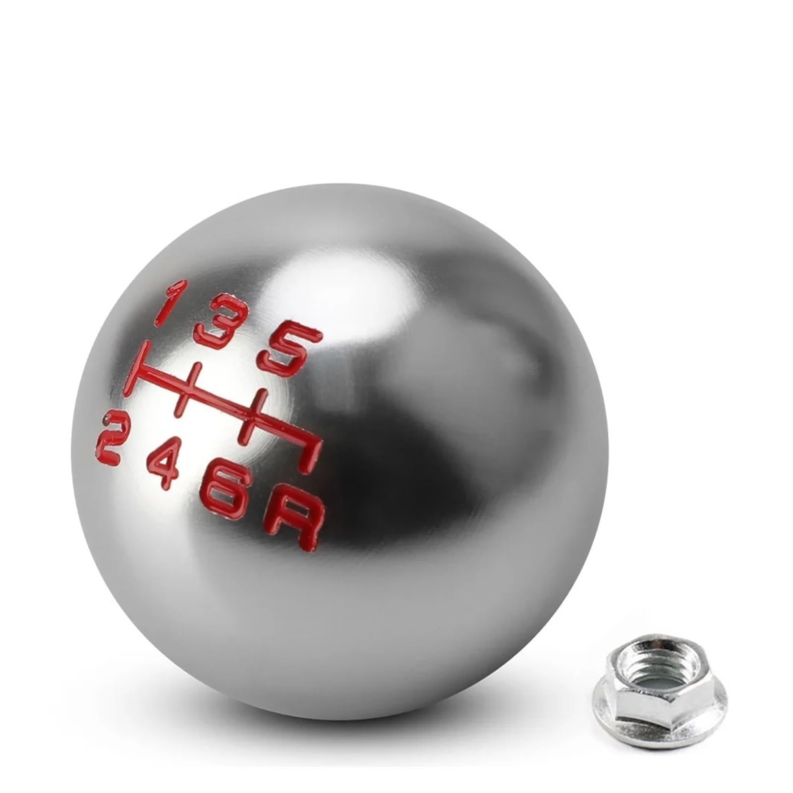 DAJMSUY 5/6 Speed Aluminum Matte Ball Shape Shift Gear Knob M10*1.5 Car Gear Shift(6speed Silvery)